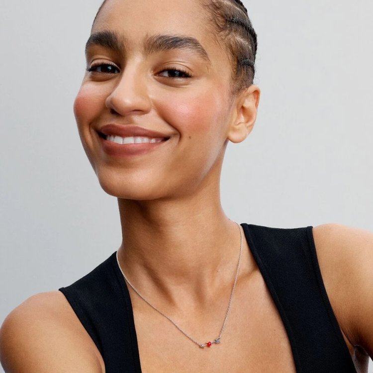 PANDORA MOMENTS Κολιέ με Βέλος και Καρδιά από Κρύσταλλο Μουράνο