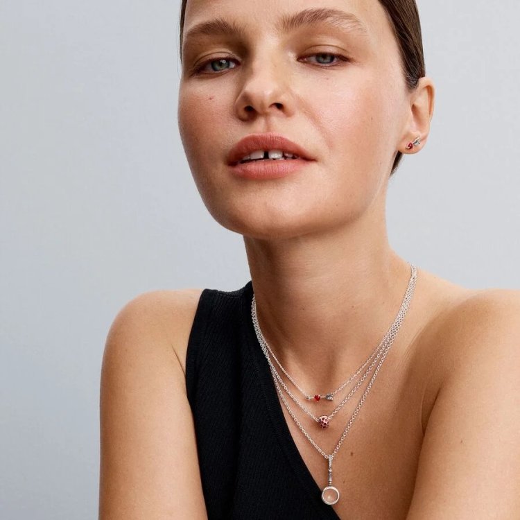 PANDORA MOMENTS Κολιέ με Βέλος και Καρδιά από Κρύσταλλο Μουράνο