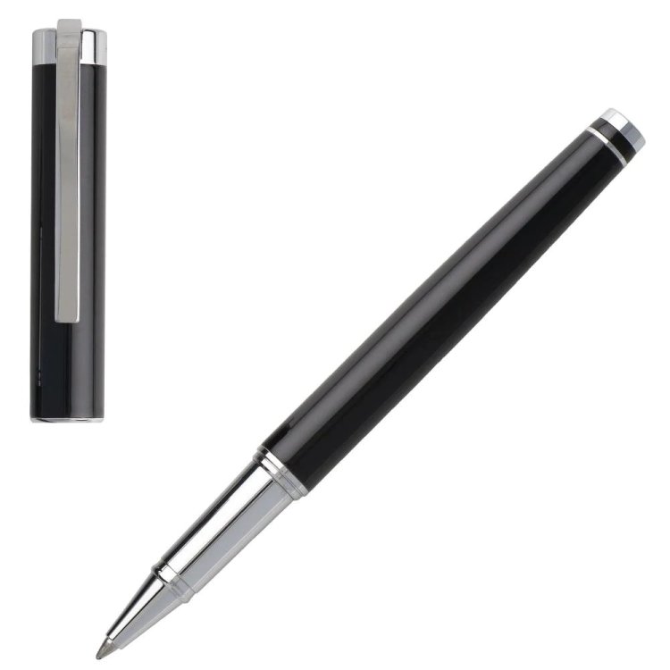 HUGO BOSS ACE BLACK ROLLERBALL PEN In Gloss Black Lacquer