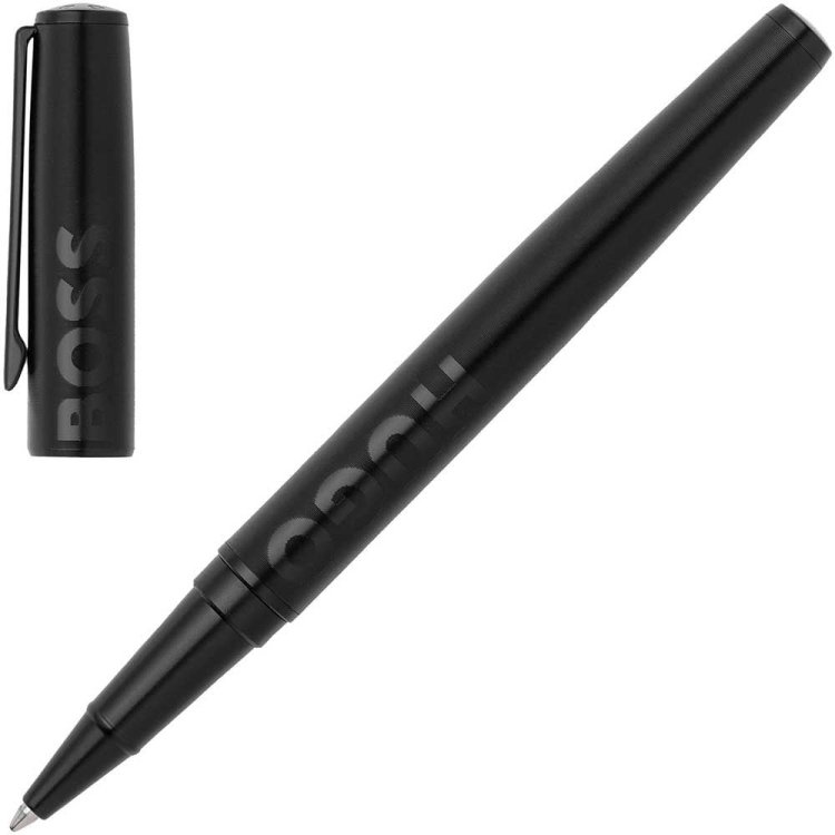 HUGO BOSS LABEL BLACK ROLLERBAL PEN Bold Logo