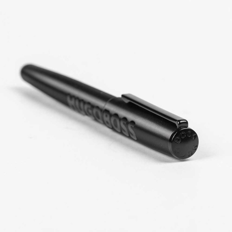 HUGO BOSS LABEL BLACK ROLLERBAL PEN Bold Logo