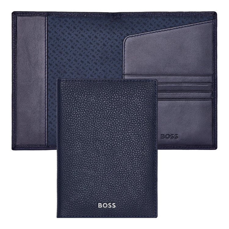 HUGO BOSS Passport Holder Classic Grained Navy