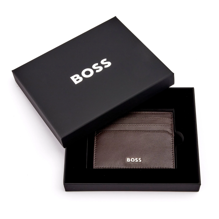 HUGO BOSS Classic Brown Leather Card Holder