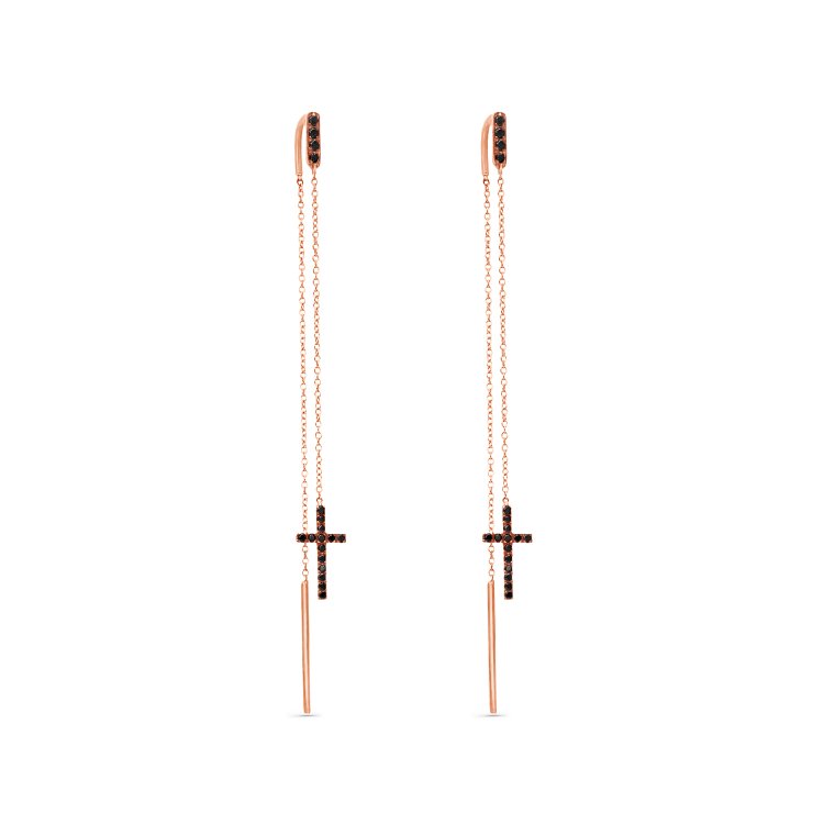 Σκουλαρίκια σε Ροζ Χρυσό 18Κ με Διαμάντια