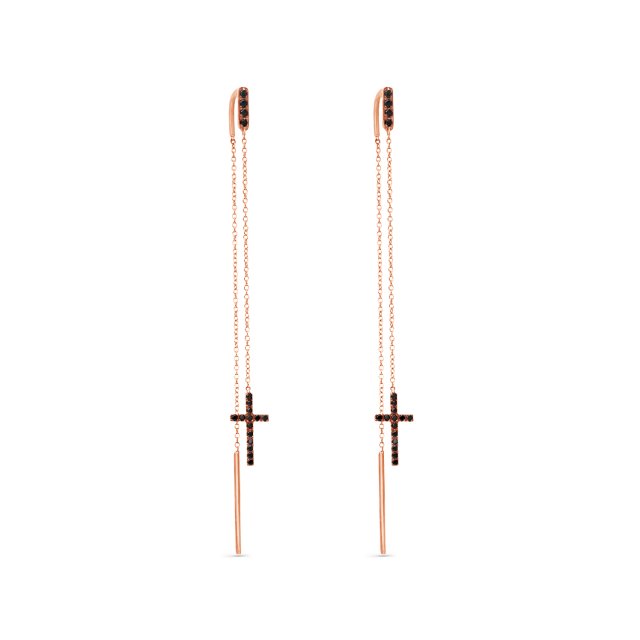 Σκουλαρίκια σε Ροζ Χρυσό 18Κ με Διαμάντια