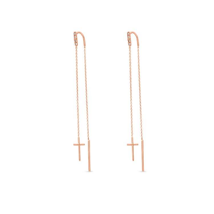 Σκουλαρίκια σε Ροζ Χρυσό 18Κ με Διαμάντια