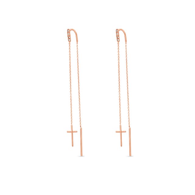 Σκουλαρίκια σε Ροζ Χρυσό 18Κ με Διαμάντια