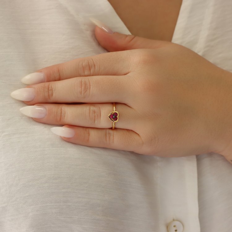 Δαχτυλίδι σε Ροζ Χρυσό 18Κ με Ρουμπίνια