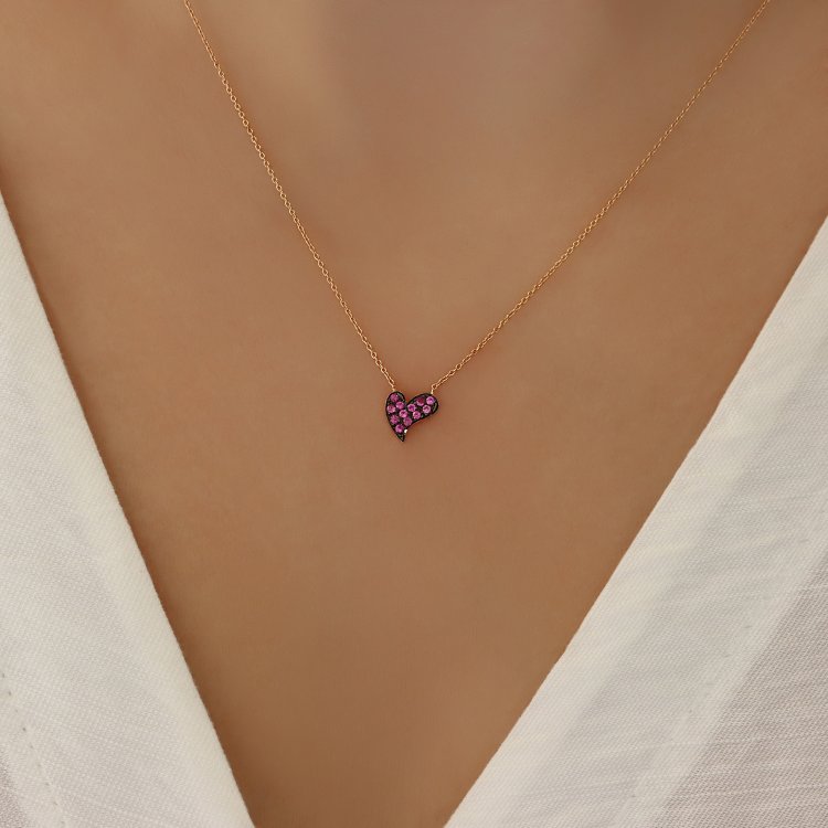 Κολιέ σε Ροζ Χρυσό 18Κ με Ζαφείρια