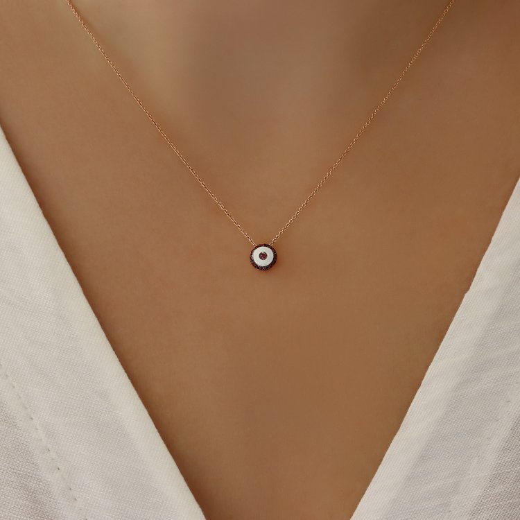 Κολιέ σε Ροζ Χρυσό 18Κ με Ρουμπίνια 