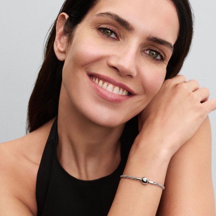 PANDORA MOMENTS Στριφτή Αλυσίδα-Φίδι με Στρογγυλό Κούμπωμα Pandora