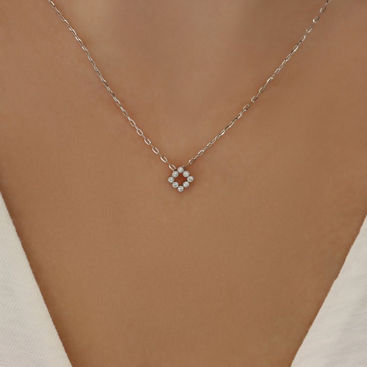 Κολιέ σε Λευκό Χρυσό 18Κ με Διαμάντια 