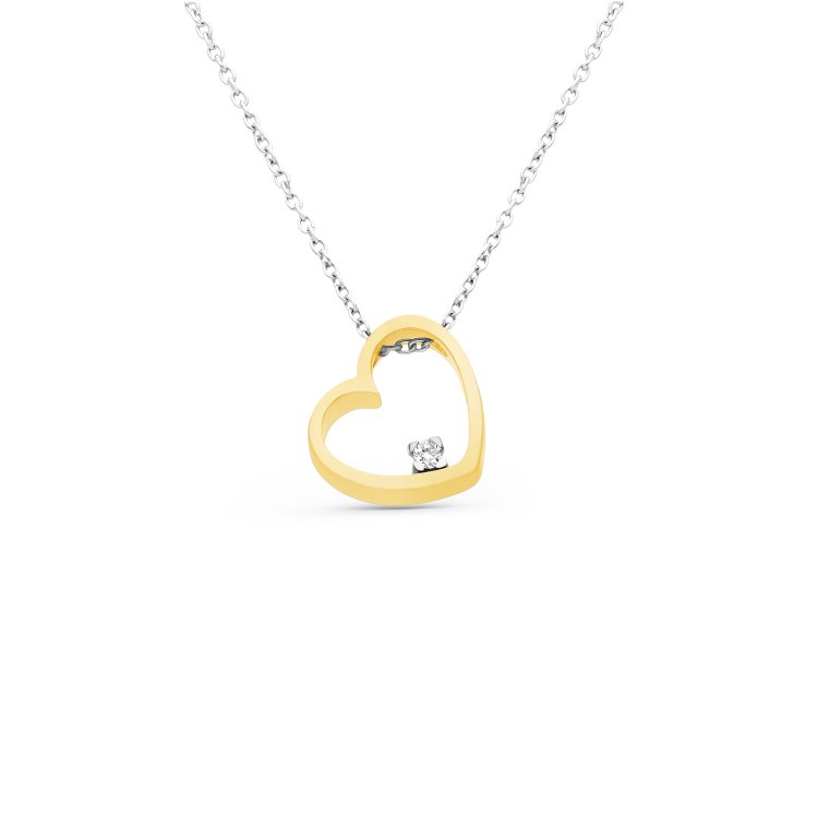 Koλιέ Δίχρωμο σε Χρυσό 18Κ με Διαμάντι