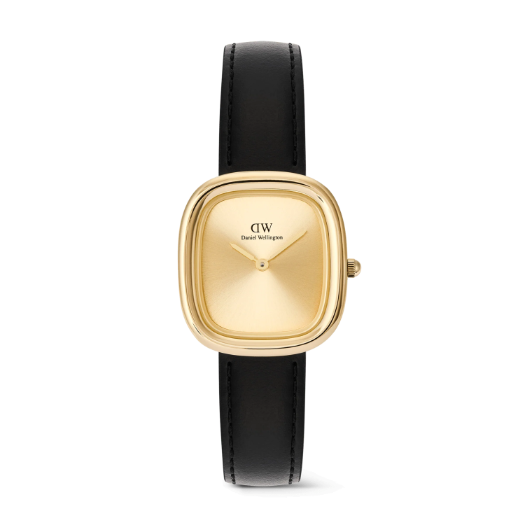 DANIEL WELLINGTON Margot Sheffield Unitone Sunray Gold Black Leather Strap