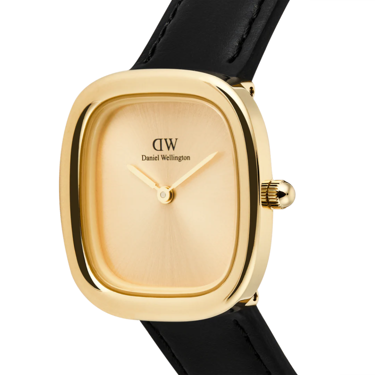 DANIEL WELLINGTON Margot Sheffield Unitone Sunray Gold Black Leather Strap