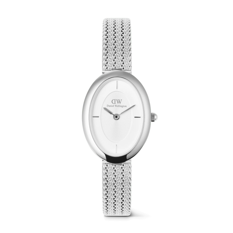 DANIEL WELLINGTON Juliette Braided Mesh White Sunray Silver Stainless Steel Bracelet
