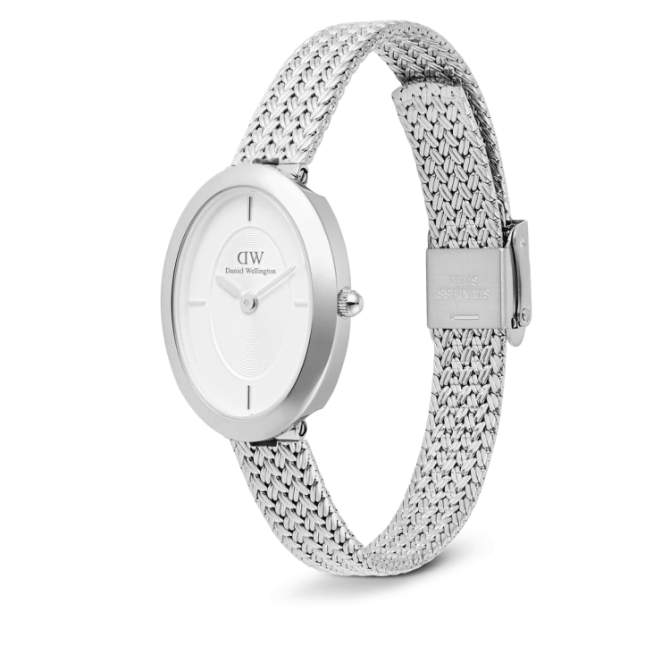 DANIEL WELLINGTON Juliette Braided Mesh White Sunray Silver Stainless Steel Bracelet