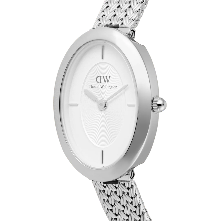 DANIEL WELLINGTON Juliette Braided Mesh White Sunray Silver Stainless Steel Bracelet