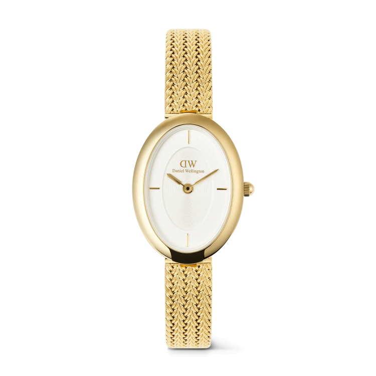 DANIEL WELLINGTON Juliette Braided Mesh White Sunray Gold Stainless Steel Bracelet