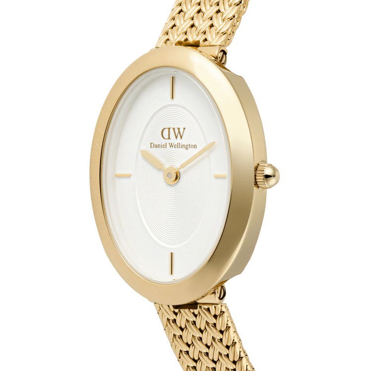 DANIEL WELLINGTON Juliette Braided Mesh White Sunray Gold Stainless Steel Bracelet