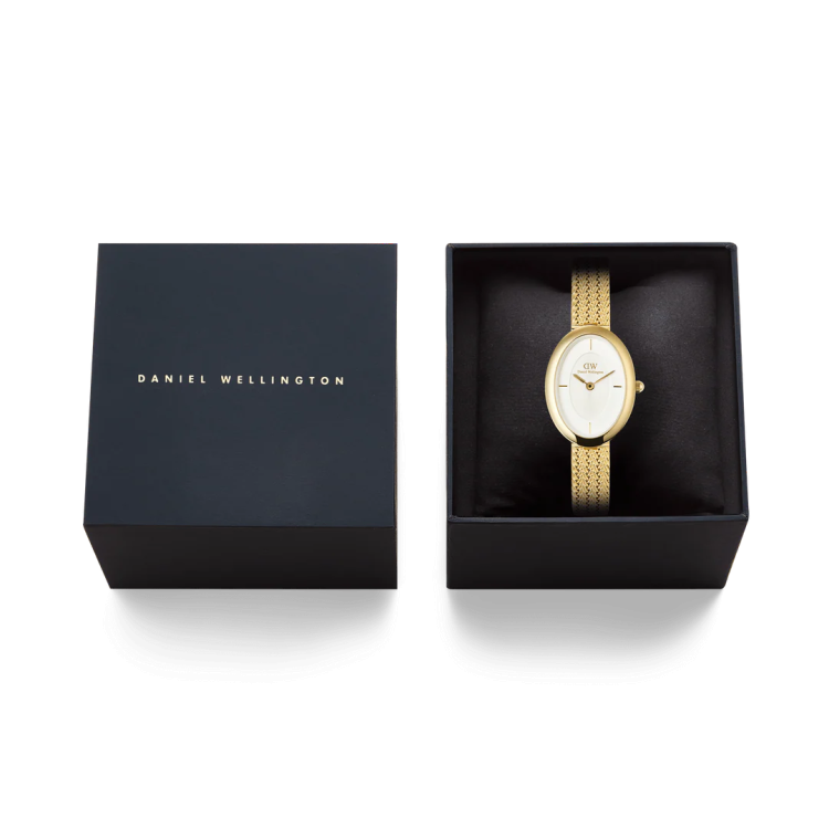 DANIEL WELLINGTON Juliette Braided Mesh White Sunray Gold Stainless Steel Bracelet