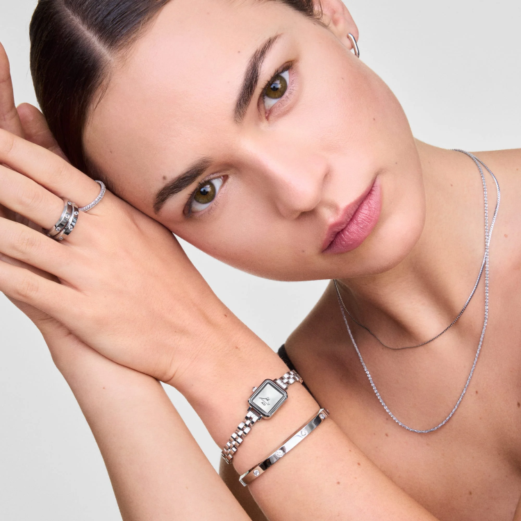 DANIEL WELLINGTON Quadro Mini Arch 3-link White Sunray Silver Stainless Steel Bracelet