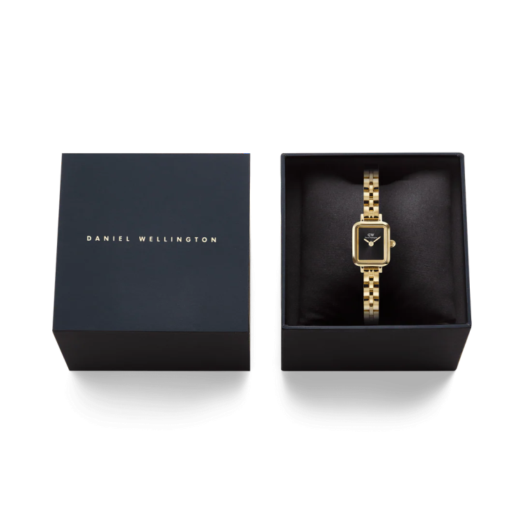 DANIEL WELLINGTON Quadro Mini Arch 3-link Onyx Sunray Gold Stainless Steel Bracelet