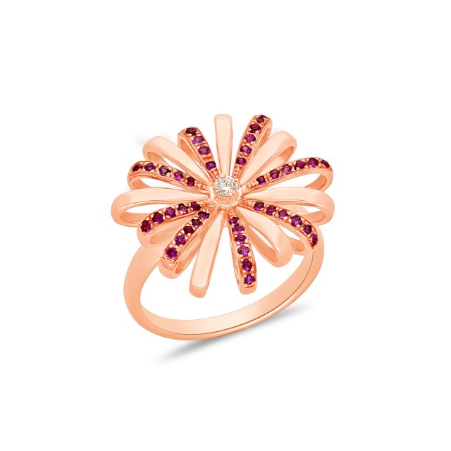 Δαχτυλίδι σε Ροζ Χρυσό 18Κ με Διαμάντι & Ζαφείρια