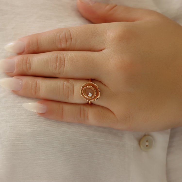 Δαχτυλίδι σε Ροζ Χρυσό 18Κ με Διαμάντι