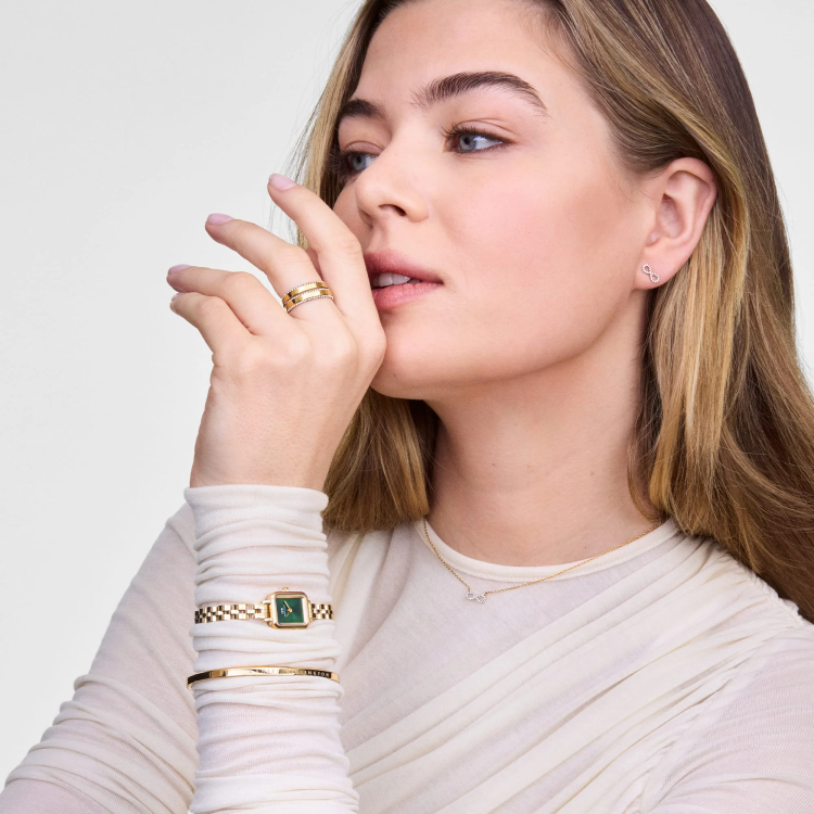 DANIEL WELLINGTON Quadro Mini Arch 3-link Emerald Sunray Gold Stainless Steel Bracelet