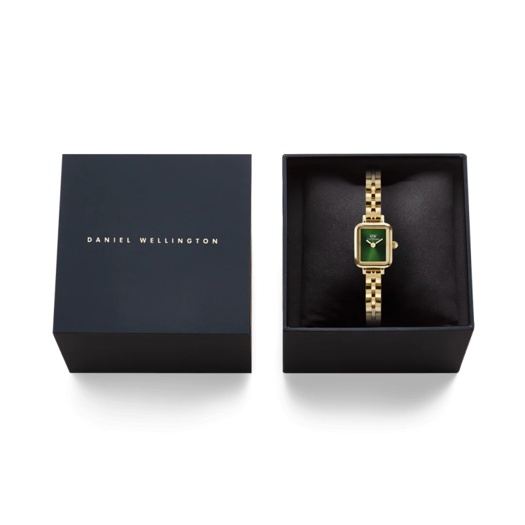 DANIEL WELLINGTON Quadro Mini Arch 3-link Emerald Sunray Gold Stainless Steel Bracelet