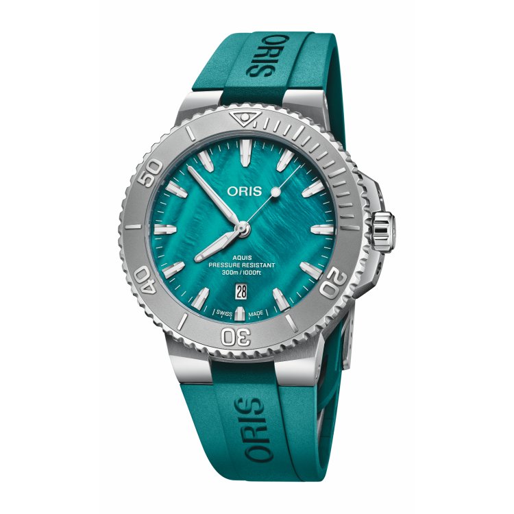 ORIS AQUIS DATE NEW YORK HARBOR Limited Edition || Automatic Turquoise Rubber Strap & Complimentary Metal Bracelet