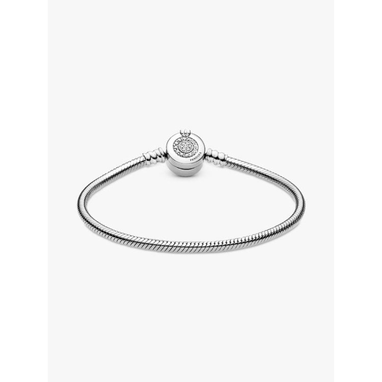 PANDORA MOMENTS Αστραφτερό Bραχιόλι με Aλυσίδα Τύπου Φίδι και Κορώνα Ο