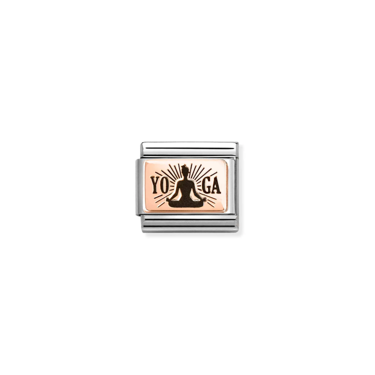 NOMINATION COMPOSABLE CLASSIC LINK YOGA LOTUS POSE IN 9K ROSE GOLD & ENAMEL