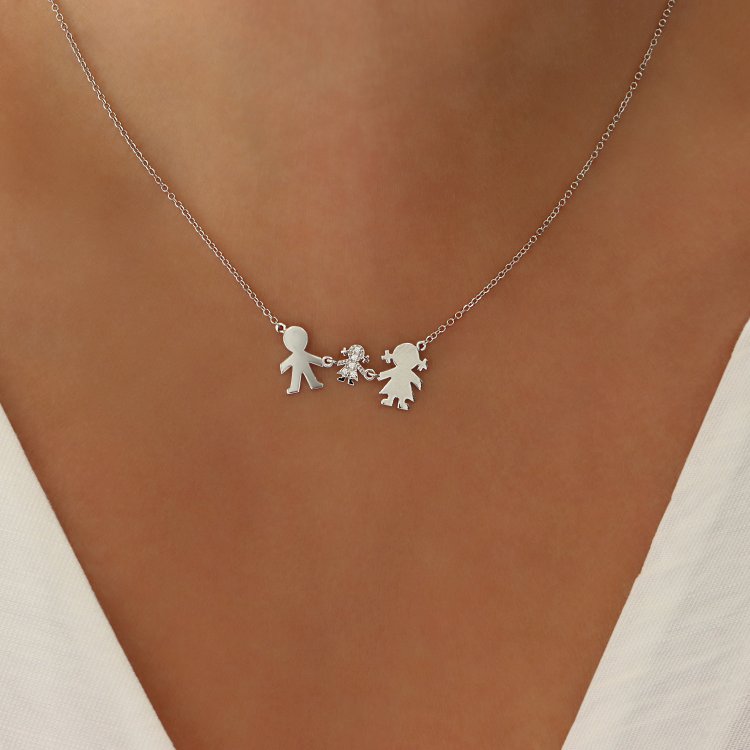 Κολιέ σε Λευκό Χρυσό 14Κ με Ζιργκόν