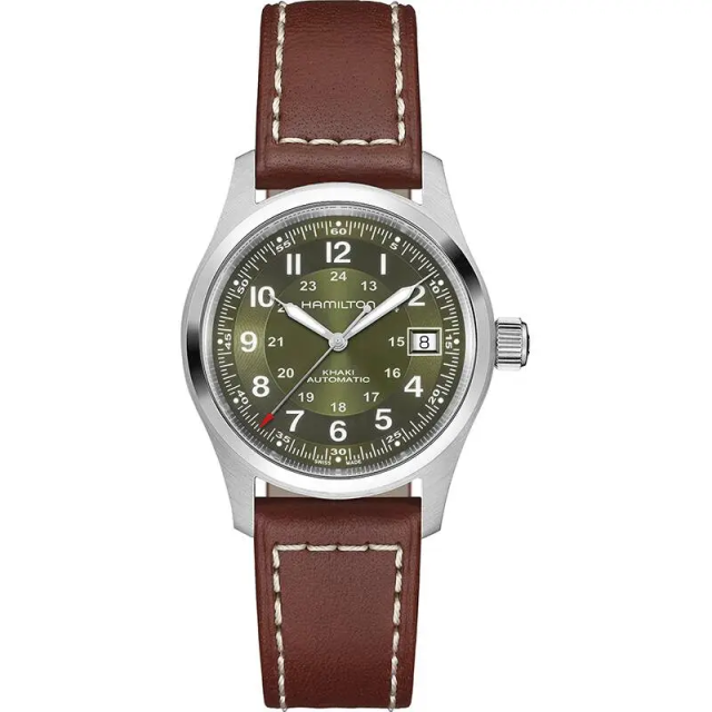 HAMILTON Khaki Field Auto Brown Leather Bracelet 