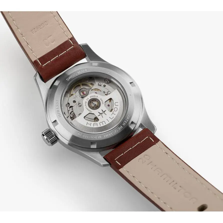 HAMILTON Khaki Field Auto Brown Leather Bracelet 