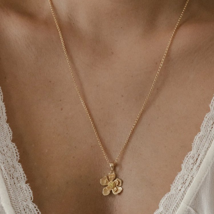 24KAE Necklace with Statement Flower