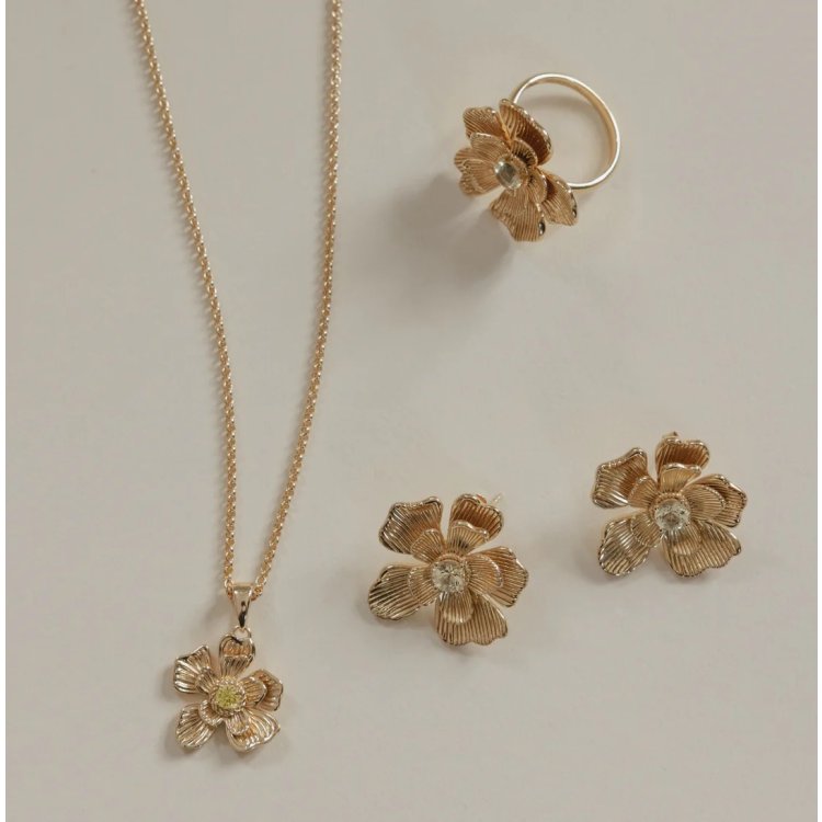 24KAE Necklace with Statement Flower