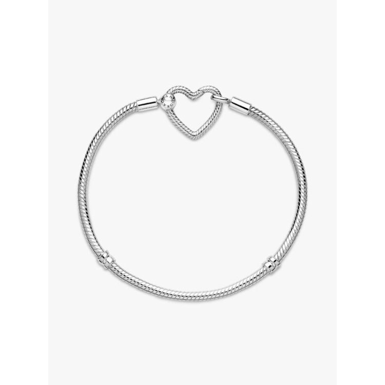 PANDORA MOMENTS Βραχιόλι με Αλυσίδα Τύπου Φίδι και Κούμπωμα σε Σχήμα Καρδιάς