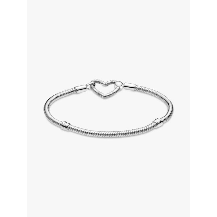 PANDORA MOMENTS Βραχιόλι με Αλυσίδα Τύπου Φίδι και Κούμπωμα σε Σχήμα Καρδιάς
