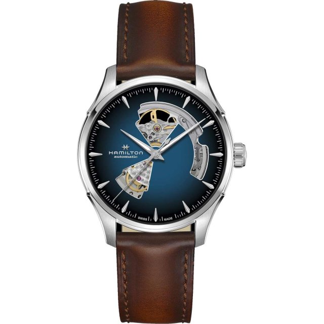 HAMILTON Jazzmaster Open Heart Auto Brown Leather Strap