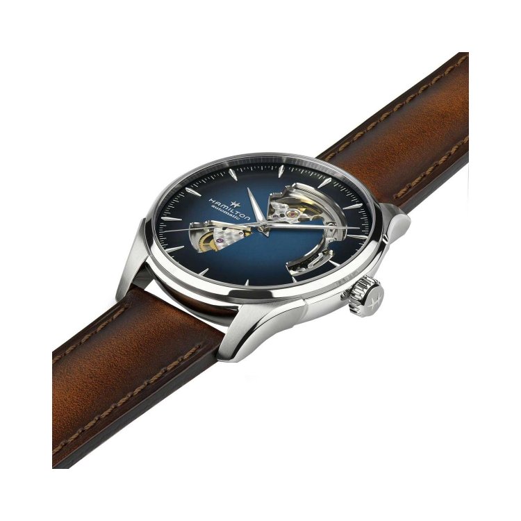 HAMILTON Jazzmaster Open Heart Auto Brown Leather Strap