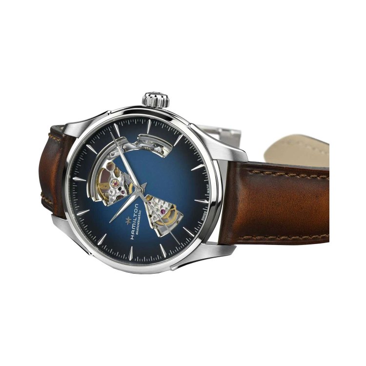 HAMILTON Jazzmaster Open Heart Auto Brown Leather Strap
