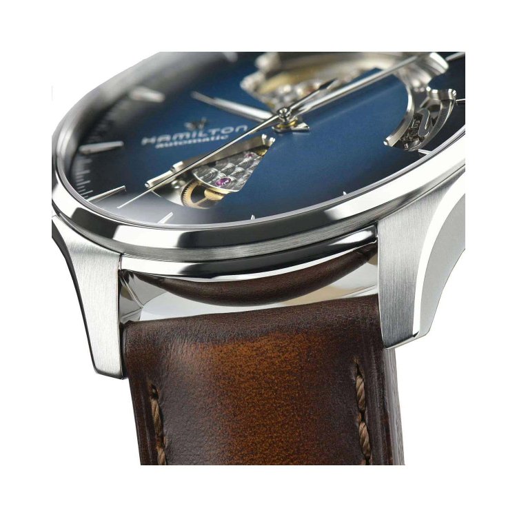 HAMILTON Jazzmaster Open Heart Auto Brown Leather Strap