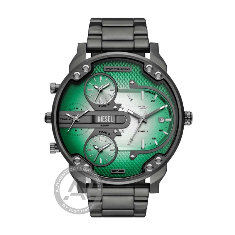 DIESEL Mr. Daddy Slim Men`s Chronograph Gunmetal Stainless Steel Bracelet