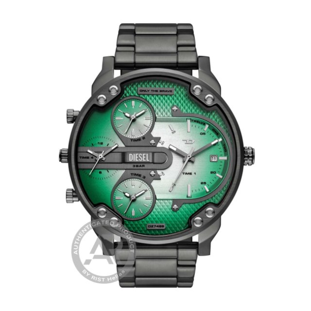 DIESEL Mr. Daddy Slim Men`s Chronograph Gunmetal Stainless Steel Bracelet