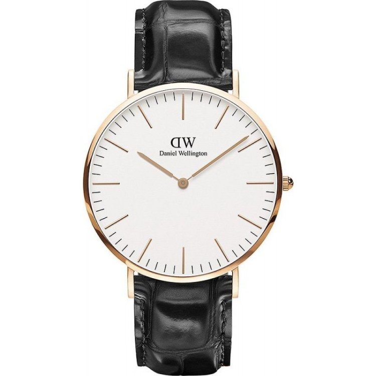 DANIEL WELLINGTON Classic Reading Black Leather Strap