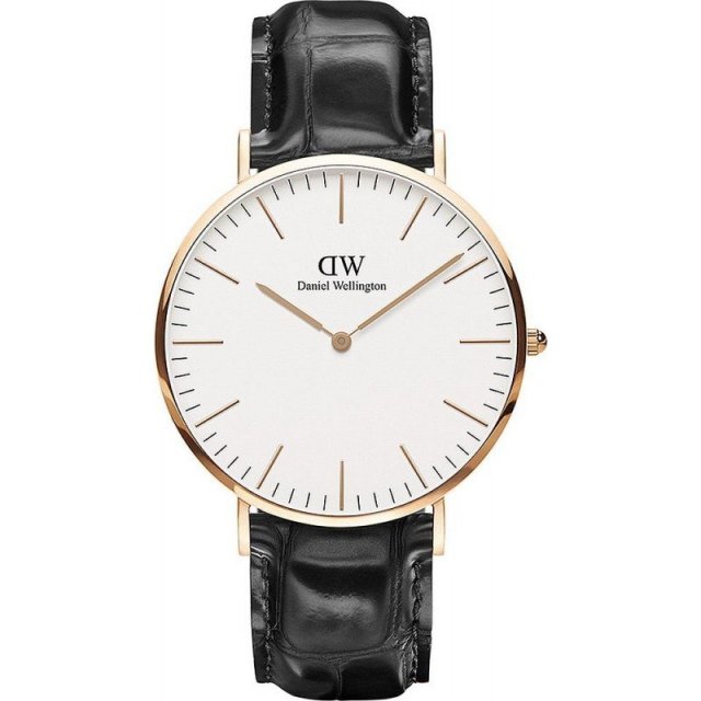 DANIEL WELLINGTON Classic Reading Black Leather Strap