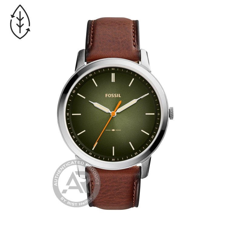 FOSSILThe Minimalist Green Dial Brown Leather Strap